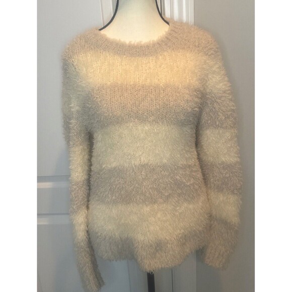 Banana Republic Merino Wool Furry Striped Cocoon Fluffy Pullover Sweater Sz S - Picture 2 of 9